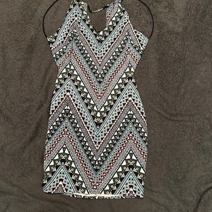Patterned Backless Dress - Mid length